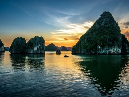 Beautiful Sunset at Halong Bay, Vietnam