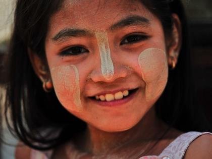 Myanmar girl with face painting