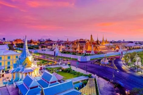 View of Palace at Sunset, Bangkok. Thailand