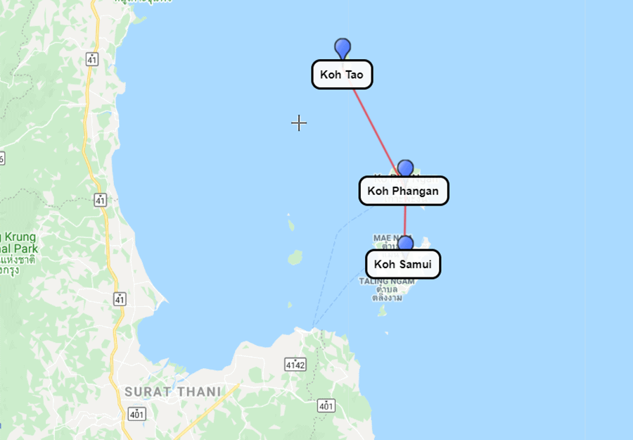 Koh Samui, Koh Pangan & Koh Tao map