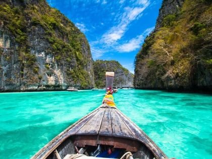 Boat Tour in Turquoise Water with Lime Stones