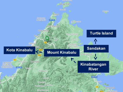 Map mt KK and orangutans