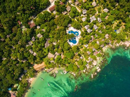Aerial resort overview, Sensi Paradise Beach Resort, Koh Tao, Thailand