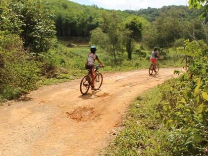 Cycling on Gravel Road, Sabah, Borneo