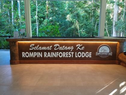 Rompin Rainforest Lodge Sign Board at reception area