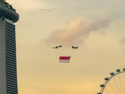 Singapore Flag with helicopters