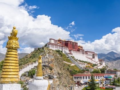 View of the Historic Ensemble of the Potala Palace in Lhasa, Tibet.